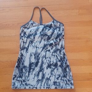 Lululemon Power Y Tank Size 6 Abstract design Sand/Grey/Black